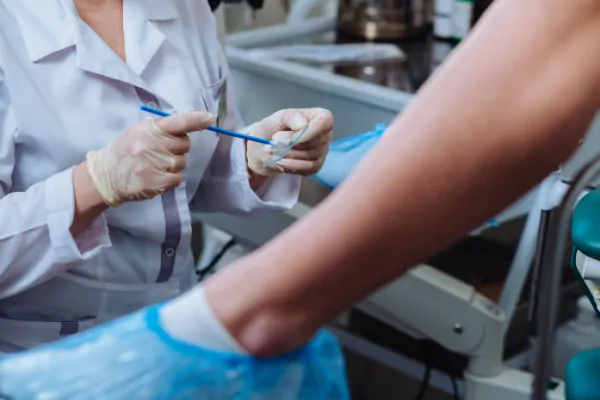 Profissional médico fazendo citologia cérvico-vaginal